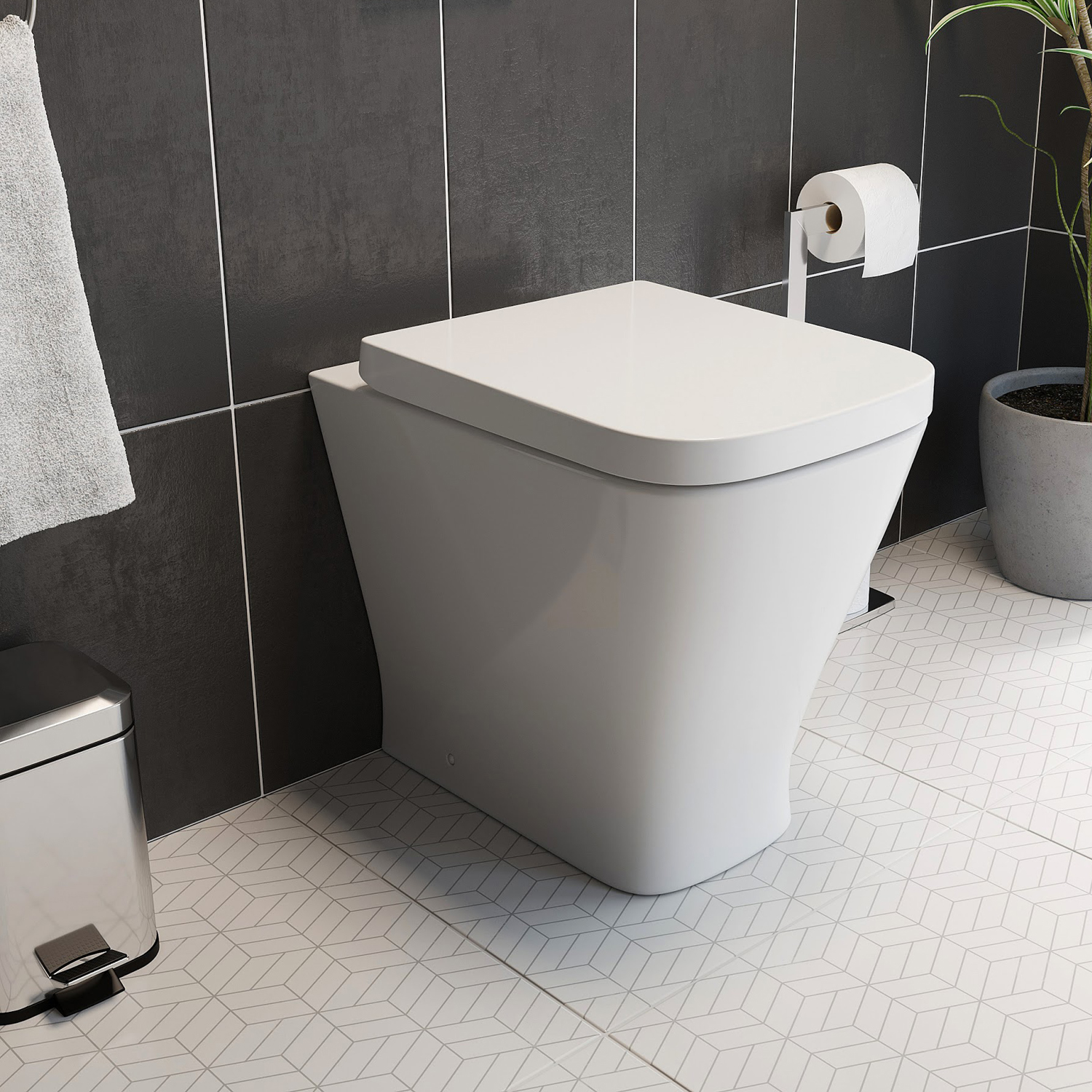 Back To Wall BTW Toilet Pan Soft Close Seat Concealed Cistern Dual